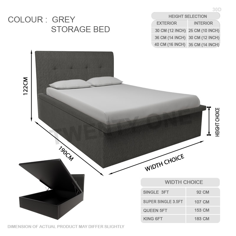 30D尺寸 （GREY_ STORAGE BED